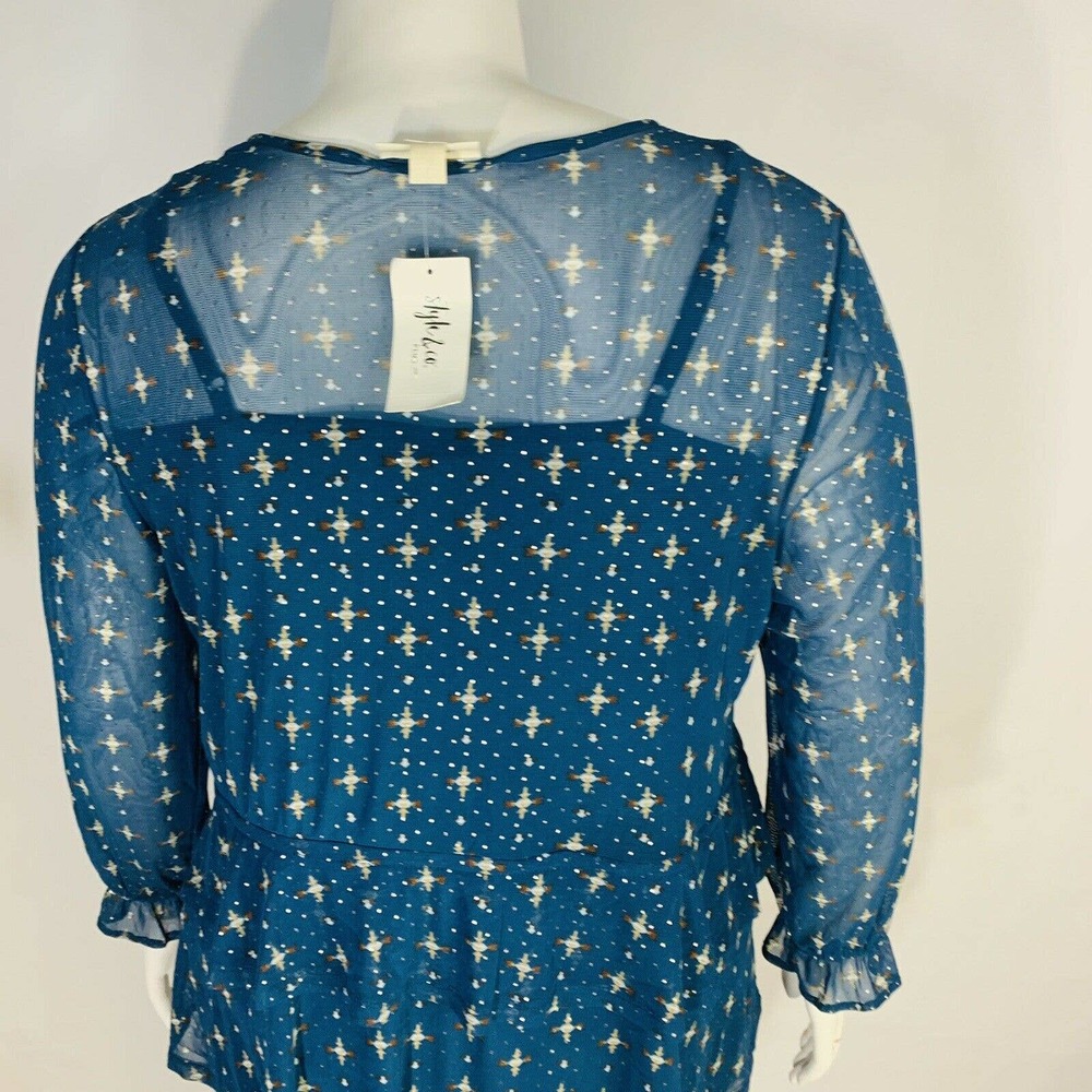 Style & Co 2X Ruffle-Front Mesh Blouse - Picture 12 of 12